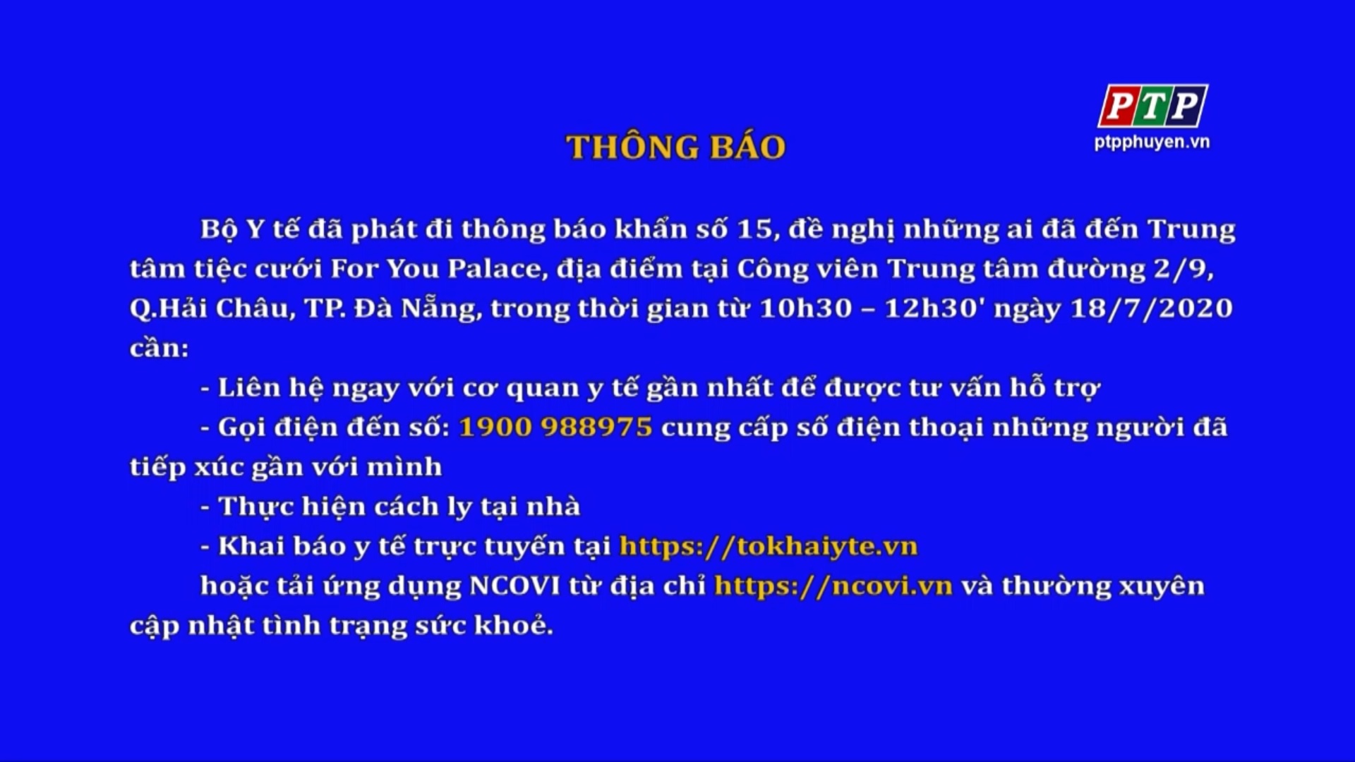 Thông báo khẩn số 15