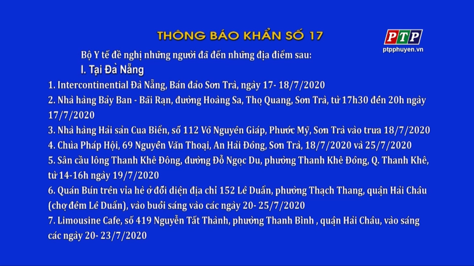 Thông báo khẩn số 17