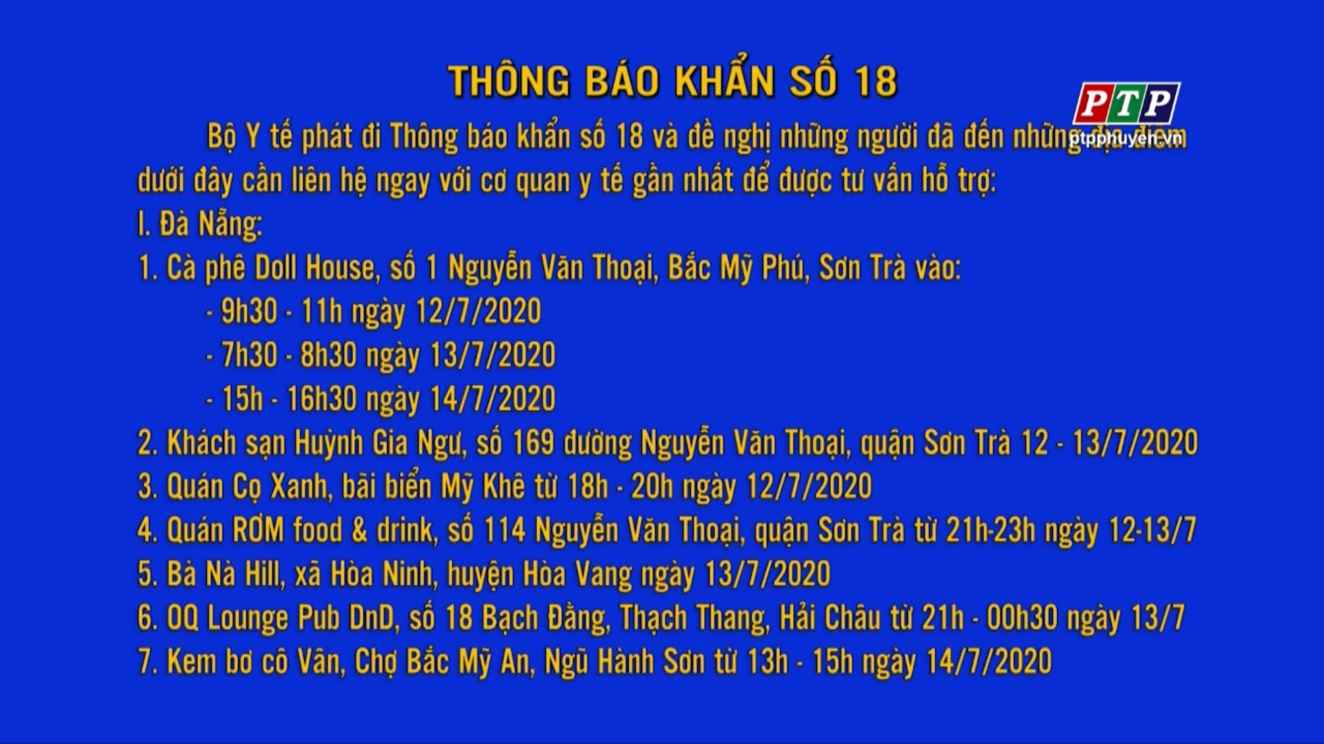 Thông báo khẩn số 18