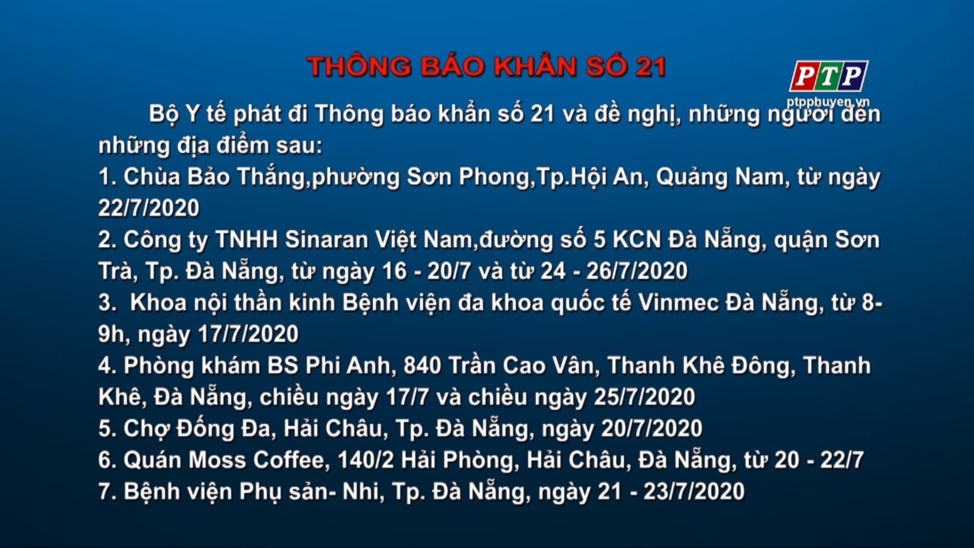 Thông Báo Khẩn Số 21