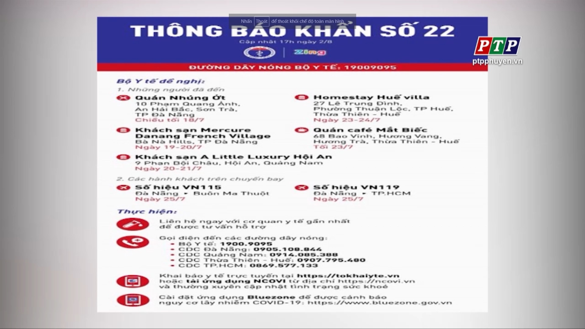 Thông Báo Khẩn Số 22