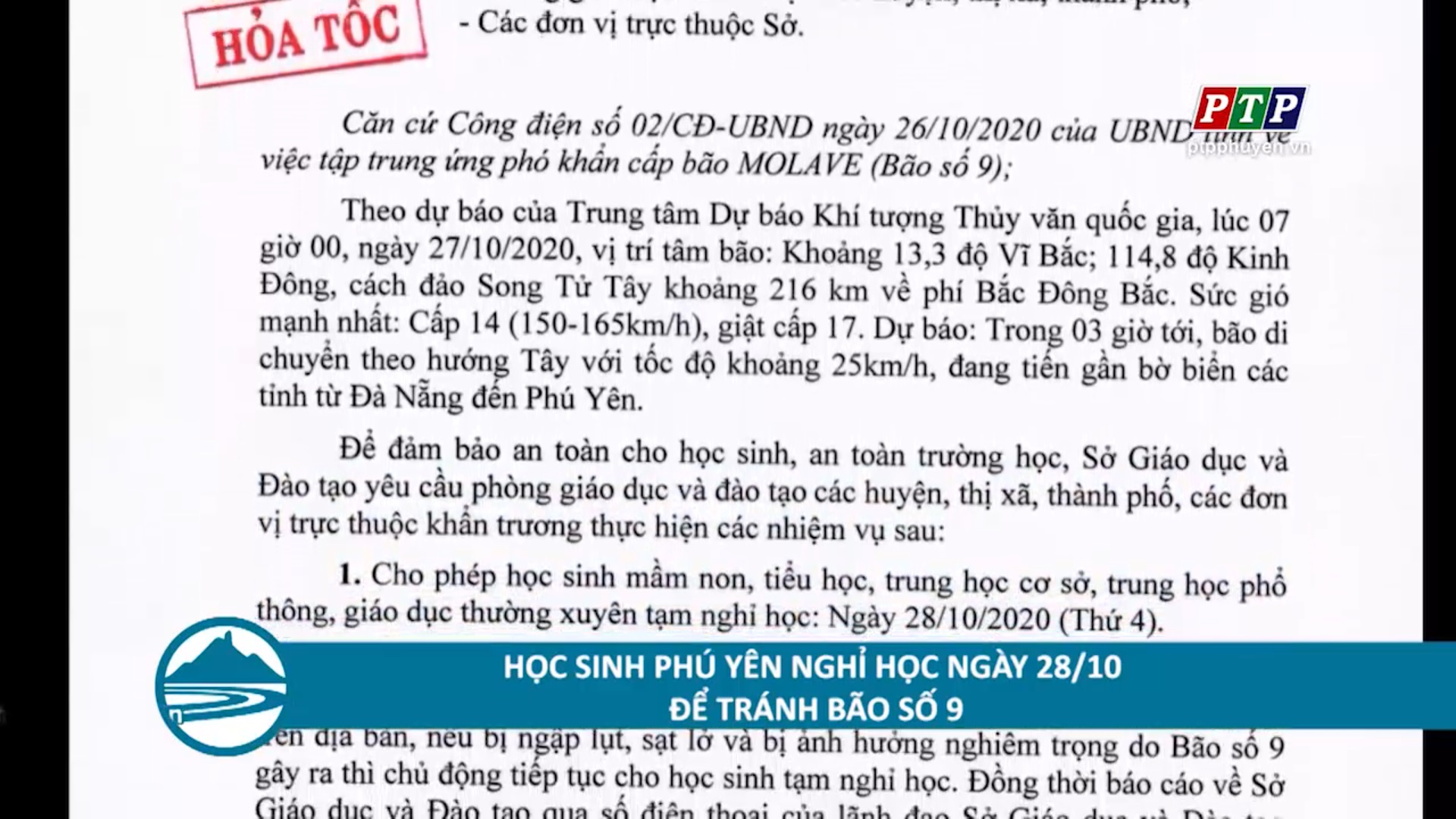 Học sinh Phú Yên nghỉ học ngày 28/10 để tránh bão số 9