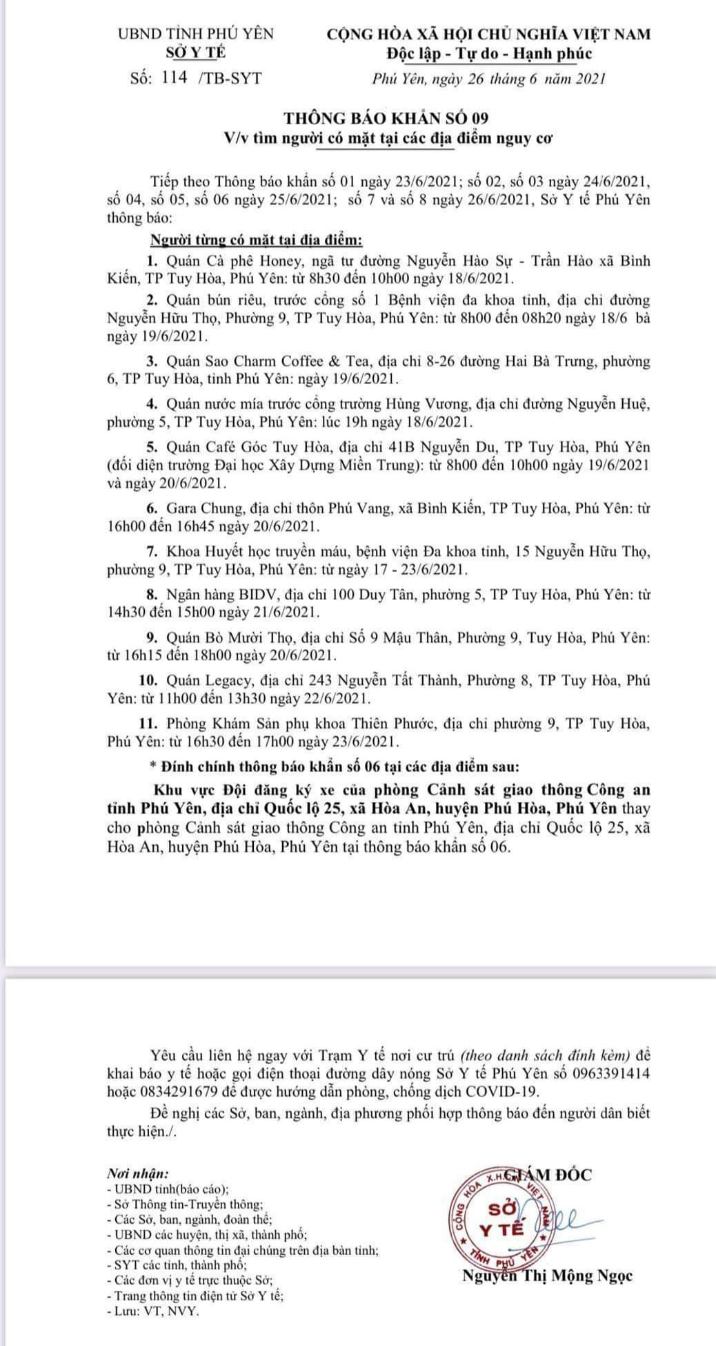 TB KHẨN SỐ 09 V/V TÌM NGƯỜI CÓ MẶT TẠI CÁC ĐỊA ĐIỂM CÓ NGUY CƠ